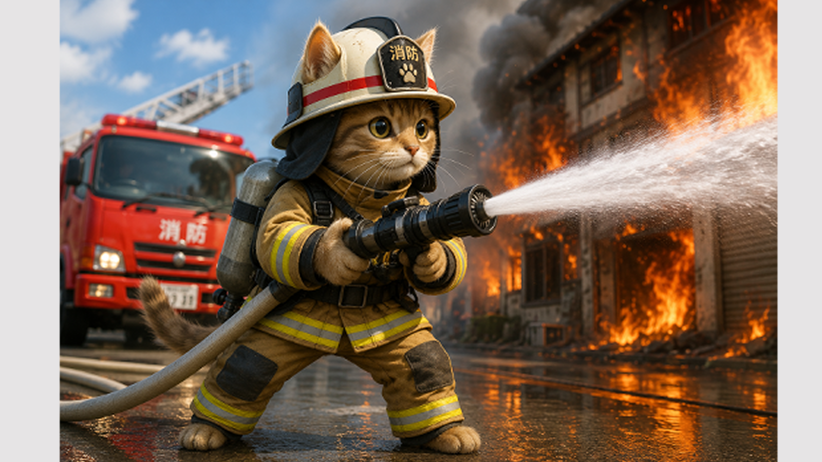 画像生成アップデート後の消防猫